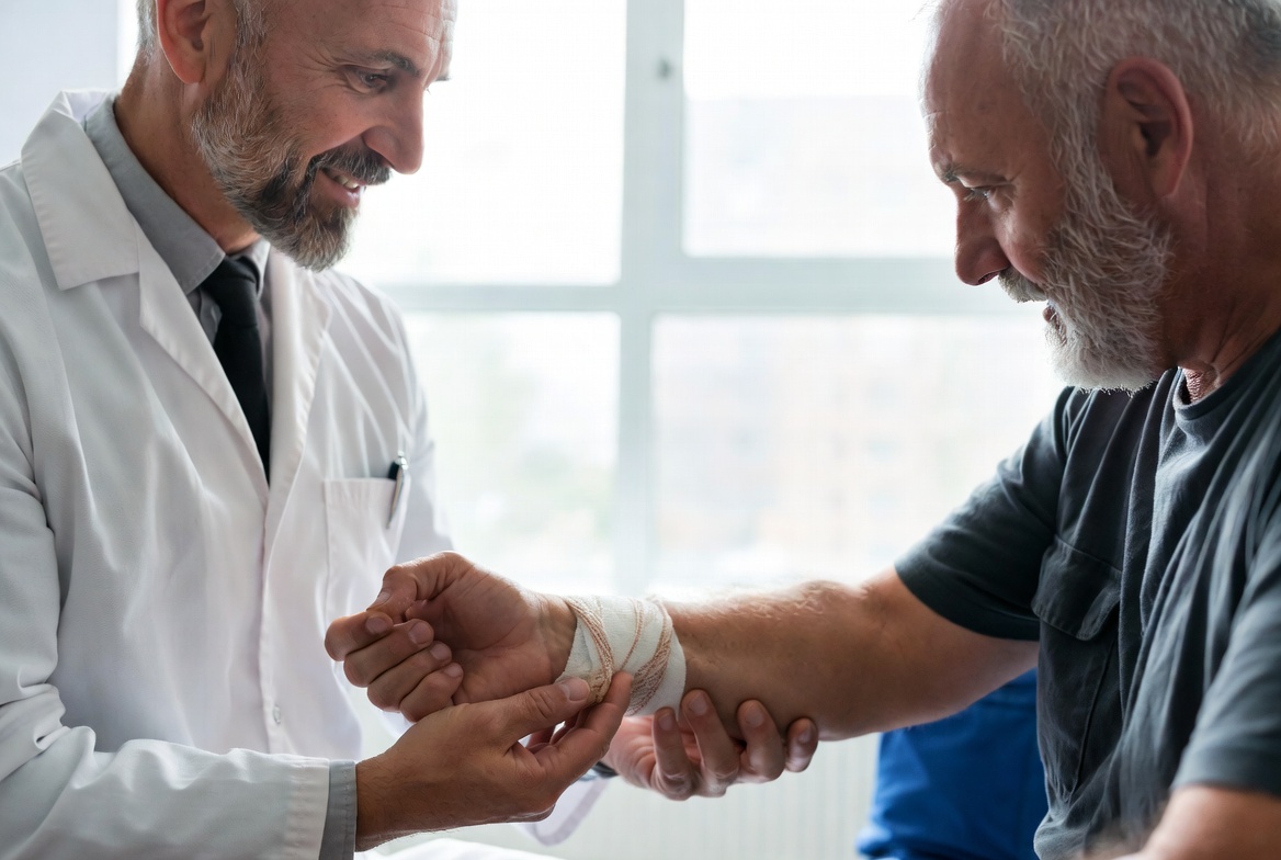Workers' compensation doctor caring for an injured worker at WIN Medical Group in Upper Darby, near Philadelphia, PA